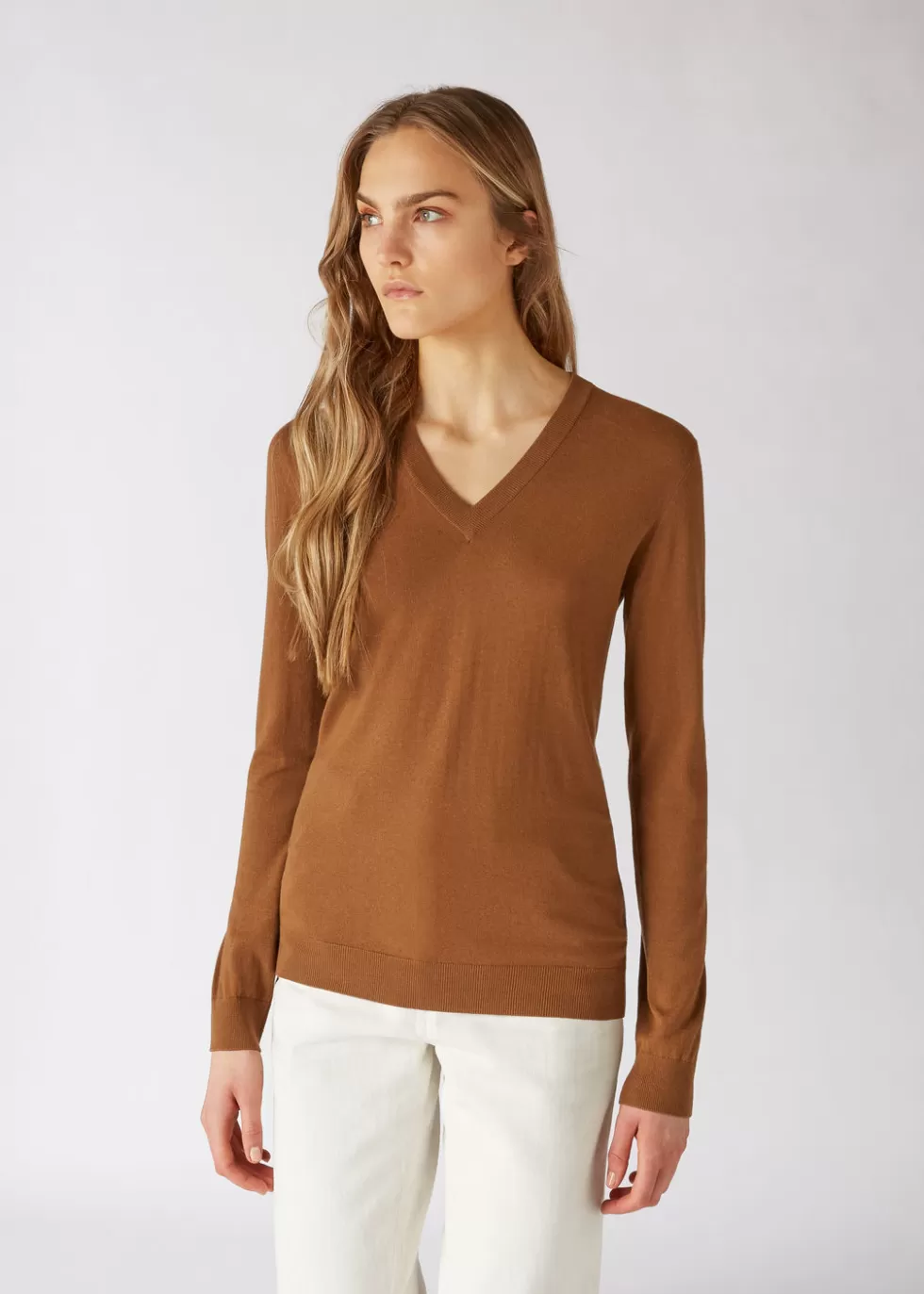 Femme loropiana Maille^Col V Vicuna 19