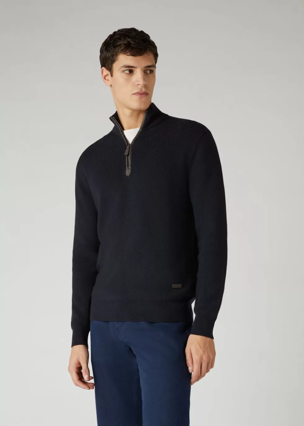 Homme loropiana Maille^Pull A Col Partiellement Zippe Patton